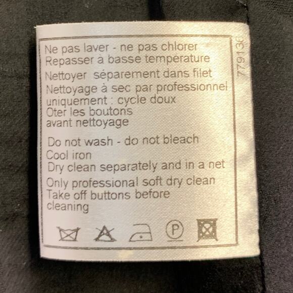 CHANEL Vintage AW07 Size 4 Black Wool Patent Leather 3/4 Sleeves Belted Coat - Picture 9 of 10